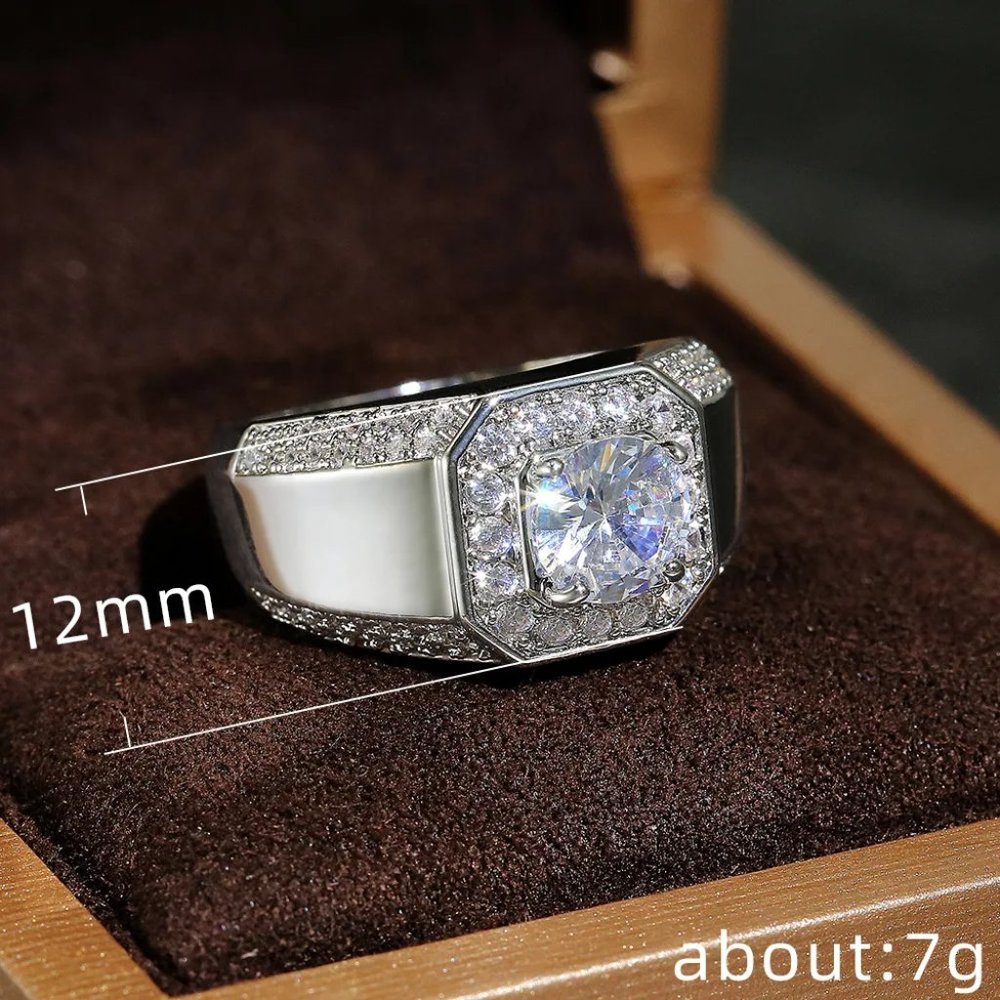 Stunning 1.50Ctw. Men's Diamond Ring .925 Solid Sterling Silver - Picture 5 of 6